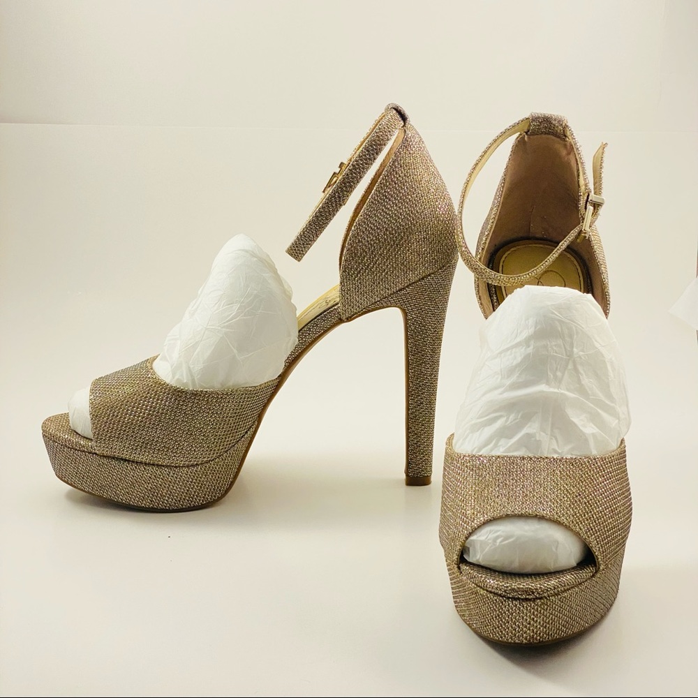 Jessica Simpson Beeya Gold Platform Heels